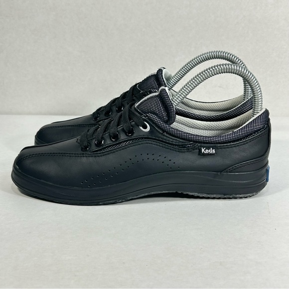 Keds Leather Lace Up Comfort Casual Women's Size 6.5 Sneakers Shoes Solid Black - Picture 3 of 13